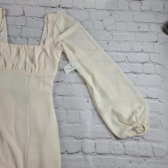 Windsor Size Small Kaylee Formal Chiffon Lace-Up Long Dress  Cream NEW - Picture 5 of 11